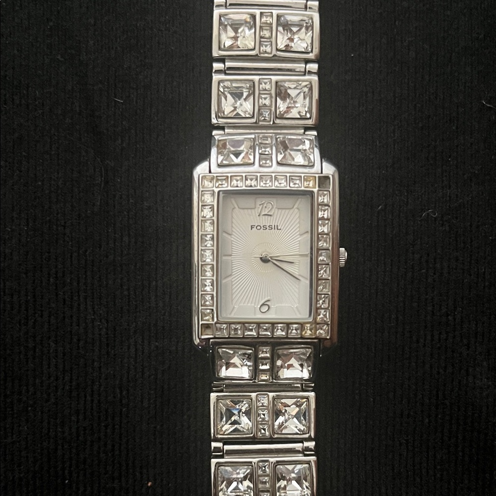 Fossil Silver Crystal-Accent Rectangular Bracelet… - image 3